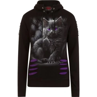 Afbeelding van Spiral Cattitude Hoodie/trui L Paars