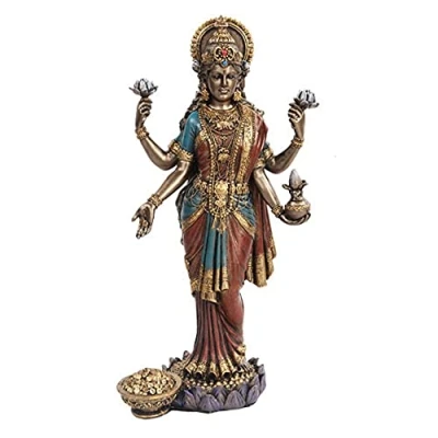 Afbeelding van 10 Inch Lakshmi mythologische Indiase hindoe godin standbeeld beeldje