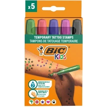 Afbeelding van Bic Kids tijdelijke tattoo stempels, assorti, set van 5 stuks