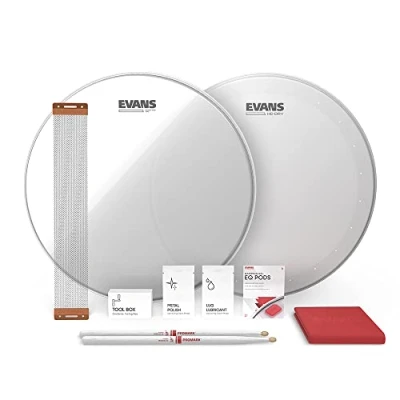 Afbeelding van Evans Snaredrum Tune Up Kit 14 Inch Snare drumvellen HD Droge en Heldere Resonantievellen EQ Pods draden Drumsticks Onderhoud Accessoires
