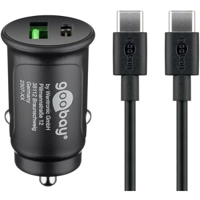 Afbeelding van goobay Compacte 27 W USB C sigarettenaansteker, verdeler / 12 V/compacte autolader, Power Delivery/snel opladen, inclusief kabel, 72165