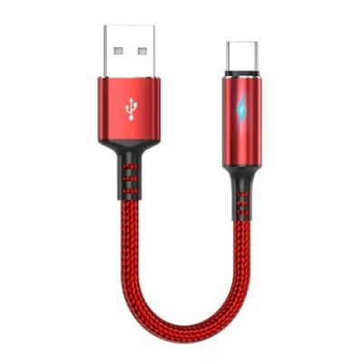 Afbeelding van MOLKASIA Compact USB C naar A Charging&amp;Data Cable 2.4A Cord Wire 25cm Korte Koord, Nylon en Aluminiumlegering