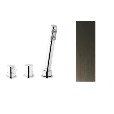 Afbeelding van Waterevolution Flow 3 gats Badmengkraan voor Badrandmontage PVD Gun Metal T138GME