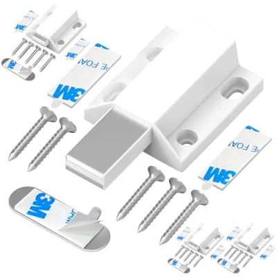 Afbeelding van Magnetische druksluitingen zonder spijker installatie Tonitrui Push to Open Deurvergrendeling Touch Latches Keukendeur Release Klink voor Kast Deursluiting en Popping (Wit 4