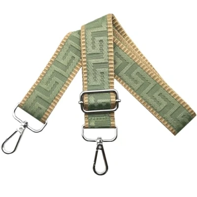 Afbeelding van Schouderriem voor tas, tasriemen om te wisselen, verstelbare tasriem, breed, 3,8 cm, met zilveren karabijnhaak, tasband, schouderriem, draagriem handtassen dames, kleurrijk, K, Matcha groen,
