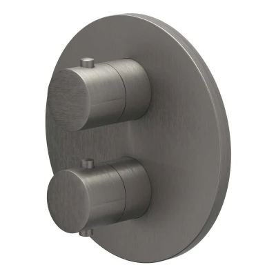 Afbeelding van IVY Bond afbouwdeel inbouwthermostaat 2 weg stop omstel Geborsteld Metal Black PVD
