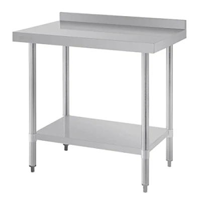 Afbeelding van Vogue RVS werktafel met achteropstand 90x90x60cm