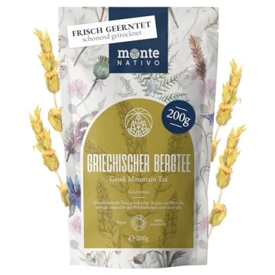 Afbeelding van Griekse Bergthee Monte Nativo (200g) Kruidenthee van Sideritis Scardica Versterkt het immuunsysteem 100% natuurlijk Zonder toevoegingen Losse aromatische thee