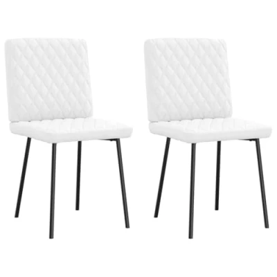 Afbeelding van Eetkamerstoelen 2 st kunstleer wit