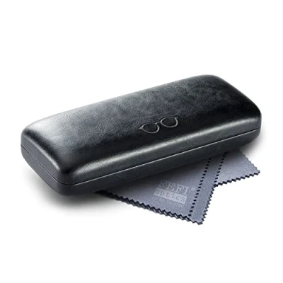 Afbeelding van FEFI Hardcase brillenkoker in lederlook met brilopdruk zwart