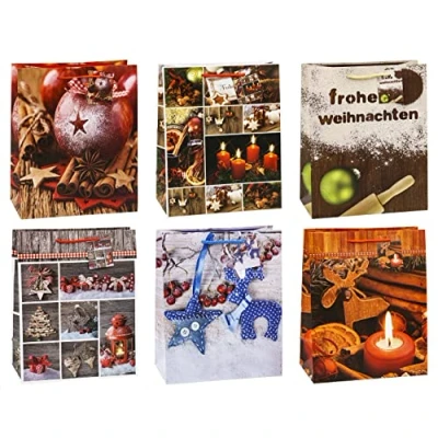 Afbeelding van TSI 87316 cadeauzakje Kerstmis Serie 6, verpakking van 12 stuks, grootte: groot (32 x 26 13,5 cm)