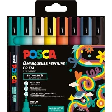 Afbeelding van Uni Posca PC5M Markers Set 8 Stuk Retro Kleuren