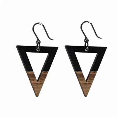 Afbeelding van 100% Allergievrij Lange Oorbellen Dilara Hout Bruin Zwart Charme Bijoux