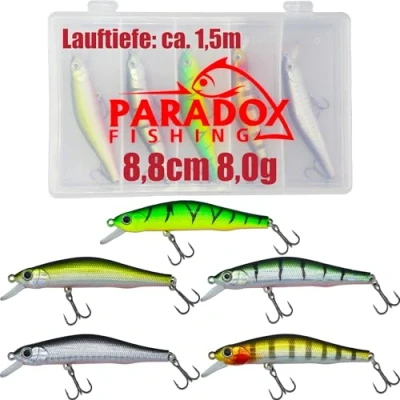 Afbeelding van Paradox Fishing Wobbler Set van 5 stuks, 8,0 g, 8,8 cm, met doos, snoekbaars, aas, baars