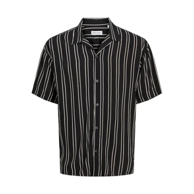 Afbeelding van Jack &amp; Jones Jjejeff Stripe Resort Shirt Overhemd, Heren, Maat: 4XL, Black