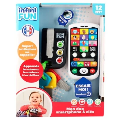Afbeelding van Infini Fun Mijn High Tech Duo telefoon + sleutels Een en die nog levensecht zijn! Multileerbaar imitatiespeelgoed vanaf 12 maanden