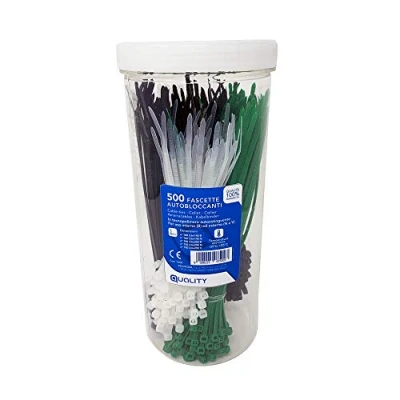 Afbeelding van Poly Pool PP7500Q Kabelbinderset, verschillende maten van 3,6 mm tot 200 mm, met klemdiameters 3 50 wit, zwart, groen, 500 stuks