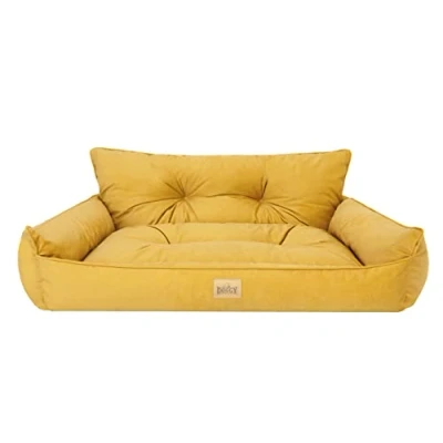Afbeelding van Bjird Hondenbed hondenmand voor kleine, middelgrote en grote honden hondenkussen hondensofa eenvoudig te reinigen Joker gewatteerd Maat: L: 106 x 80 cm Geel Fancy