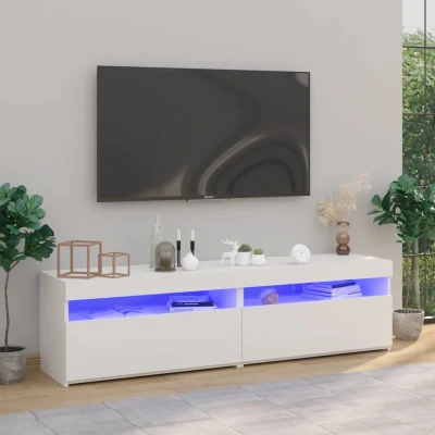 Afbeelding van Tv meubelen 2 st met LED verlichting 75x35x40 cm wit