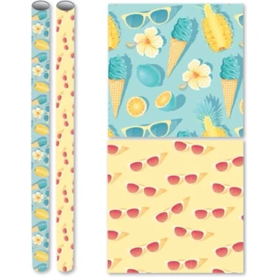 Afbeelding van Summer cadeaupapier inpakpapier 2 meter x 70 cm 4 Rollen