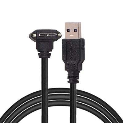 Afbeelding van Cablecc 3m 90 graden rechtshoekige Micro USB Screw Mount naar 3.0 datakabel voor Point Grey Kameleon Camera