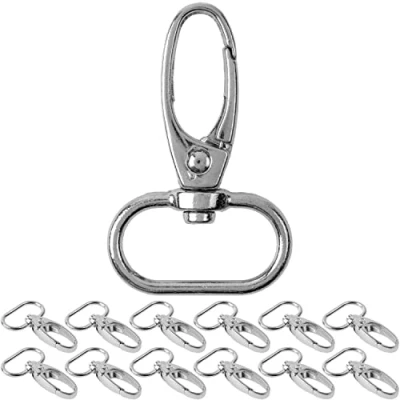 Afbeelding van karabijnhaak met draaislot, 12 stuks, 20 mm D ring karabijnhaak, zak 360 draaibare oogring, metalen riemgesp haak voor handwerk, schouderriem sluiting