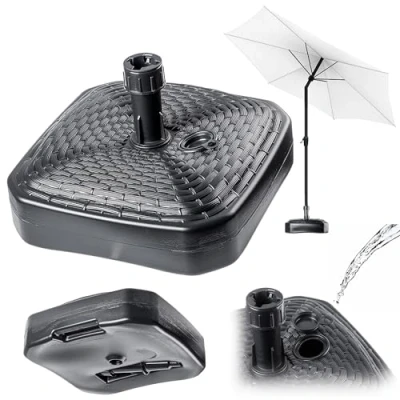 Afbeelding van KADAX parasolstandaard, ronde parasolhouder vulbaar met zand water of grind, standaard van kunststof voor tuin, terras, strand (versie 2 vierkant, antraciet)