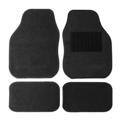 Afbeelding van Sakura Auto Mat Set van 4 Heavy Duty Hard Dragen Tapijt Waterafstotend Flexibel Grijs met Zwarte Trim Universele Fit Front Achter Heelpad Antislip Rug RHD