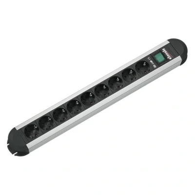 Afbeelding van Bachmann 330.072 Stekkerdoos met schakelaar Aluminium, Zwart Randaarde stekker 1 stuk(s)