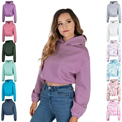 Afbeelding van Light &amp; Shade LSLSWT021 Cropped Hooded Top voor dames, Violet, X Large
