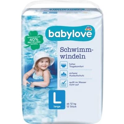 Afbeelding van babylove Zwemluiers maat L, vanaf 12 kg, 1 x 10 stuks