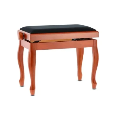 Afbeelding van GEWA Pianobank Deluxe Classic (massief hout, breukbelasting van 2 ton, zitting 52x30 cm, nauwkeurig schaarmechanisme, hoogte 45 tot 57 cm), kersenhout mat
