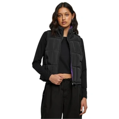 Afbeelding van Urban Classics Reversible Cropped Puffer Bodywarmer, Dames, Maat: 5XL, Black realviolet
