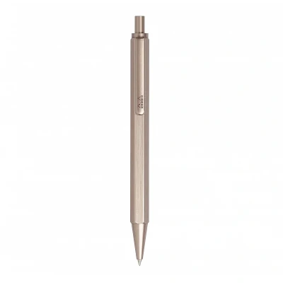 Afbeelding van RHODIA 9385C Stylo Bille Rechargeable scRipt Corps Hexagonal en Aluminium Brossé Bois de Rose Pointe Rétractable à Haute Précision 0,7 mm, Encre Noire Collection