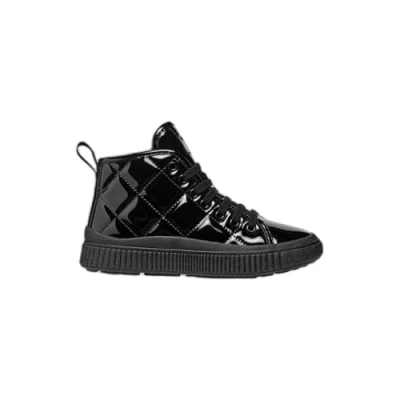Afbeelding van Geox J Laquinny Enkellaarsjes met plateauzool, Dames, Maat: 35, Noir Kunststof