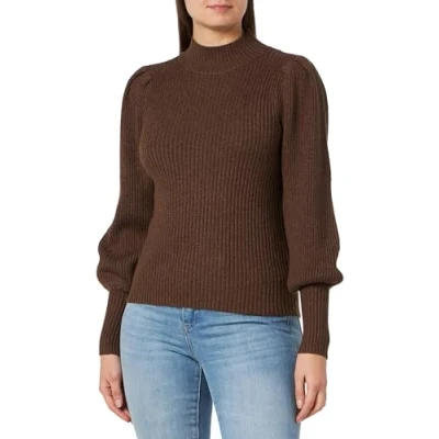 Afbeelding van ONLY Onlkatia L/S Highneck Knt Noos dames Pullover, Chestnut/Detail:w. Melange, XXL