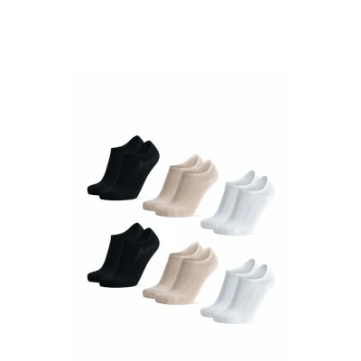 Afbeelding van DANISH ENDURANCE 6 paar Onzichtbare Katoenen Sokken, Sneakers &amp; Instappers, Siliconen Antislip, voor Dames Heren, Veelkleurig (2x Beige, 2x Zwart, Wit), 39 42
