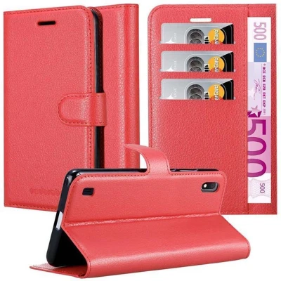 Afbeelding van Cadorabo Hoesje geschikt voor Samsung Galaxy A10 / M10 in KARMIJN ROOD Beschermhoes met magnetische sluiting, standfunctie en kaartvakje Book Case Cover Etui