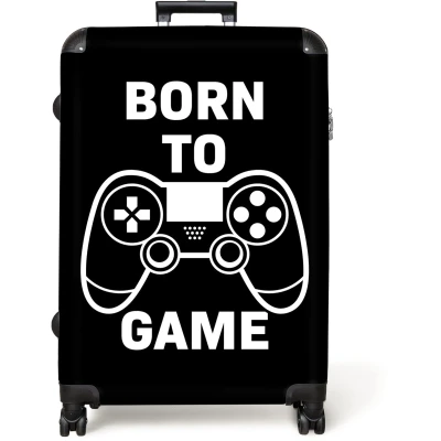 Afbeelding van NoBoringSuitcases.com® Koffer groot Reiskoffer lichtgewicht Quote Gaming Controller Boys Rolkoffer met 4 wielen Grote trolley XL 98 liter bagage