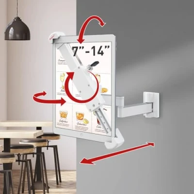 Afbeelding van Barkan Afsluitbare tablethouder voor 7 14 inch apparaten, anti diefstal, full motion articulatie, 360 graden rotatiebeugel, geschikt Apple iPad/Air/Mini, Samsung Galaxy Tab, Fire HD 7/8/10