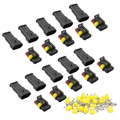 Afbeelding van RUNCCI YUN Set van 10 waterdichte snelkoppelingen, kabelconnectoren stekkers, voor auto&#039;s, vrachtwagens, kajakken, boten, scooters, motorfietsen, 3 polig x stuks