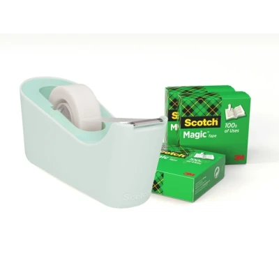 Afbeelding van Plakbandhouder Scotch C18 mint + 4rol magic tape 19mmx33m