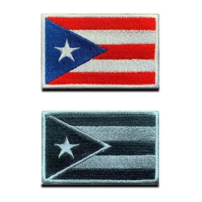 Afbeelding van Puerto Rico vlag patch tactisch nationaal embleem, geborduurde met sluiting, militaire banden voor rugzakken, kleding, tassen, uniform, vest, jersey, 2 stuks