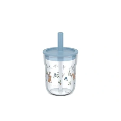 Afbeelding van Mepal Mio kinderglas met rietje 250 ml Makkelijk vast te houden Kinderservies Forest Friends