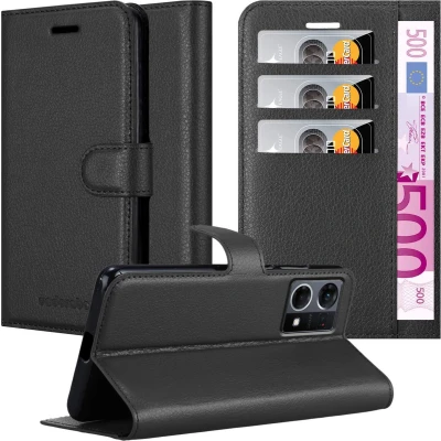 Afbeelding van Cadorabo Hoesje geschikt voor Realme 7 5G in PHANTOM ZWART Beschermhoes met magnetische sluiting, standfunctie en kaartvakje Book Case Cover Etui