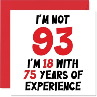 Afbeelding van 93e verjaardagskaart voor vrouwen mannen niet 93 ik ben 18 met 75 jaar ervaring grappige drieënnegentig gelukkige mama papa overgrootvader Nan, 145 mm x humor grap wenskaarten