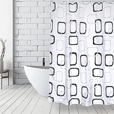 Afbeelding van MSV 12 anti schimmel douchegordijn &quot;vierkant&quot;, antibacterieel, wasbaar, waterdicht, inclusief douchegordijnringen, polyester, 180 x 200 cm