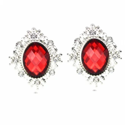 Afbeelding van Clip oorbellen vel rood zilverkleur geen gaatje Charme Bijoux