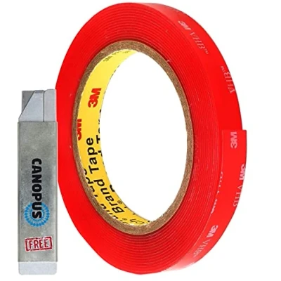 Afbeelding van CANOPUS 3M Dubbelzijdige Tape, VHB 4910 (12,7 mm x 3 m), Doorzichtig Waterdicht Heavy Duty plakband, Montagetape voor Ledstrips, Ideaal Binnen en Buiten Gebruik, Transparante
