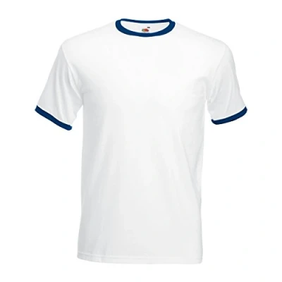Afbeelding van Fruit Of The Loom Heren Ringer T shirt Met Korte Mouwen (Wit/Marine) Maat M